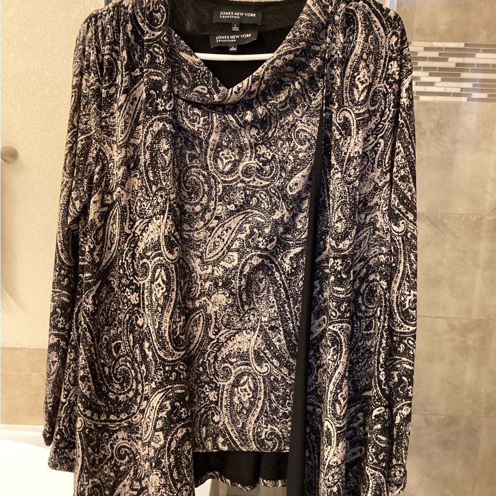 Jones New York Multicolored Asymmetrical Blouse Relaxed Fit